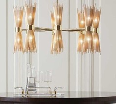 1950s Style Sputnik Brass Chandelier Multiple Brass Spikes Huge Ceiling Light - £674.22 GBP