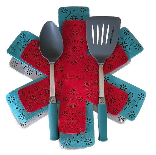 Pioneer Woman 5 Piece Set ~ Nylon Spoon ~ Slotted Turner ~ 3-Felt Protec... - $30.00