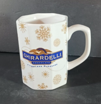 Ghirardelli Chocolate Mug Gold Snowflakes White Coffee Tea Mug Cup 4 in 8 Oz - $5.98