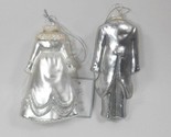 Silver Tree Hand blown Glass Bride and Groom Ornament Set of 2 - $21.65
