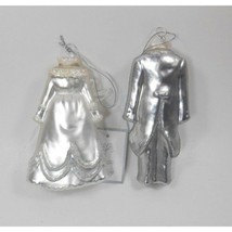 Silver Tree Hand blown Glass Bride and Groom Ornament Set of 2 - £16.96 GBP