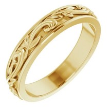 Authenticity Guarantee 
Floral 4 mm Wedding Band in 18k Yellow, Rose and... - £908.41 GBP+