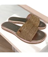 Juicy Couture Rose Gold Embellished Rhinestoen Slides Sandals Slip On Si... - $36.54 CAD