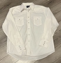 VTG Wrangler Pearl Snap White Button Down Long Sleeve Shirt Size XL - $20.21