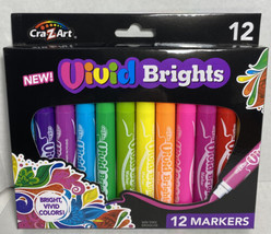 Vivid Brights 12 Markers  CraZart Markers Assorted Colors New - $7.91