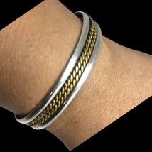 Native American Navajo Twisted Rope Two Tone Mexico Sterling Silver Cuff 5.5”/1” - £67.15 GBP
