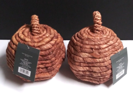 Wicker Threshold Halloween Corn Husk Woven Pumpkin Lot Decor 5.5&quot;h ea (Q... - $19.99