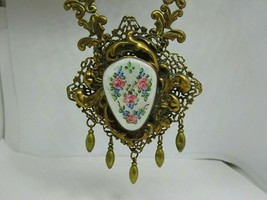 Vintage Victorian French Enamel Style Metal Spec. N.Y. Massive Necklace, 1930&#39;s - £159.04 GBP