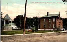 Canada Ontario Napanee Public Park &amp; Library Gazebo Bench Vintage Postcard - £7.35 GBP
