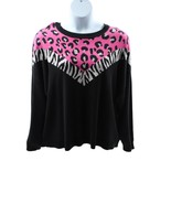 Women Sweater Bar III Plus Mixed Animal-Print Sweatshirt Size 3X Black/M... - $414.68 MXN
