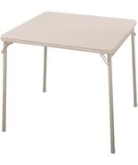 Folding Table 28&quot; H x 34&quot; x 34&#39;&#39; Square Vinyl Top w/Steel Frame, Tan By ... - $69.29