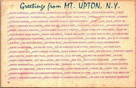 Comic Checklist Greetings Mount Upton New York NY UNP DB Pos Card Postcard E7 - £8.16 GBP