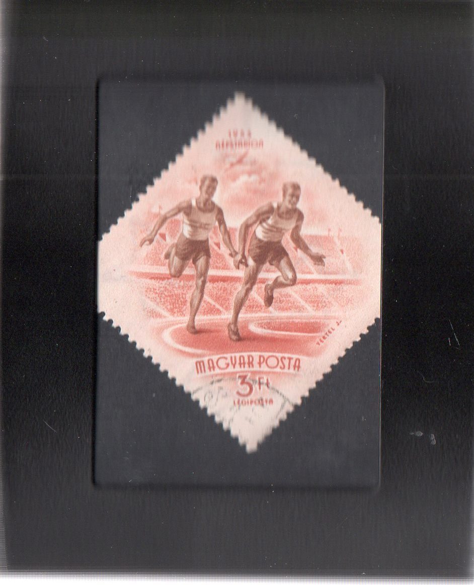 Framed Stamp Art - Postage Stamp from Hungary - Olympic Runners - $8.99