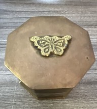 Vintage Brass Butterfly Trinket Box Made In India Hinged - £7.43 GBP