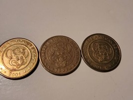 Vintage Lot Of 3 Chuck E Cheese Tokens 2 2001 &amp; 1 1997 Where A Kid Can B... - £14.70 GBP