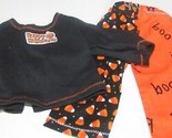 18&quot; doll clothes handmade pajama outfit black Halloween top candy corn b... - £8.15 GBP