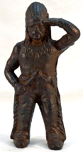 Antique Cast Iron Coin Bank Standing Indian Chief w Tomahawk Looking to Horizon - £51.76 GBP