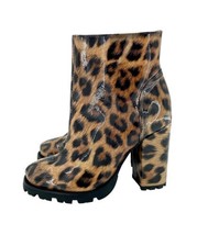 Schutz Nandy Platform Bootie Lugged Soles Animal Print Patent SZ 7 New SH06 - £122.17 GBP