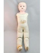 Antique Tin Metal Head Glass Eye Doll Kid Leather Jointed Body - £23.69 GBP