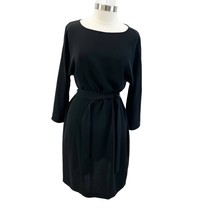NEW Lafayette 148 Womens L Reanna Finesse Crepe Shift Dress Black Minimalist LBD - £176.61 GBP
