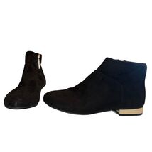 ASOS ACTON Flat Ankle Boots Bootie Women Size 6 Black Suede Side Zipper ... - $8.60 CAD