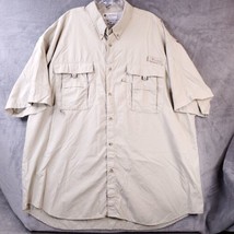 Columbia PFG Shirt Men&#39;s XXL Button Up Tan Performance Fishing Gear Vented Nylon - £11.53 GBP
