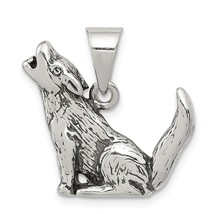 Sterling Silver Antiqued Wolf Charm Pendant Jewelry 19mm x 21mm - £21.54 GBP