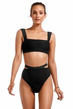 Vitamin A Swimwear Black Biorib Texture &#39;venus&#39; Retro Bandeau Bikini Top (4/XS) - £87.92 GBP