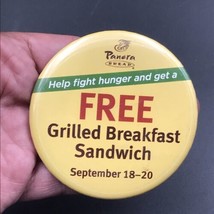 Panera Bread Free Grilled Breakfast Sandwich Round Pin 3&quot; Diameter - £7.60 GBP