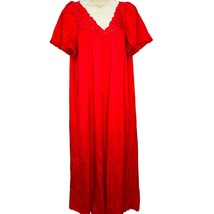 Vintage Shadowline Nylon Nightgown Flutter Sleeve Red Size L Maxi Silky ... - £35.46 GBP