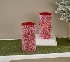 Set of (2) 8&quot;  Illuminated Pearl &amp; Glitter Hurricanes by Valerie in Red - £151.51 GBP