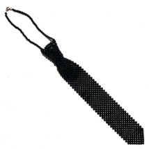 Beaded Necktie Necklace Tie Women Halloween Costume Party Black Plastic AS IS - £6.00 GBP