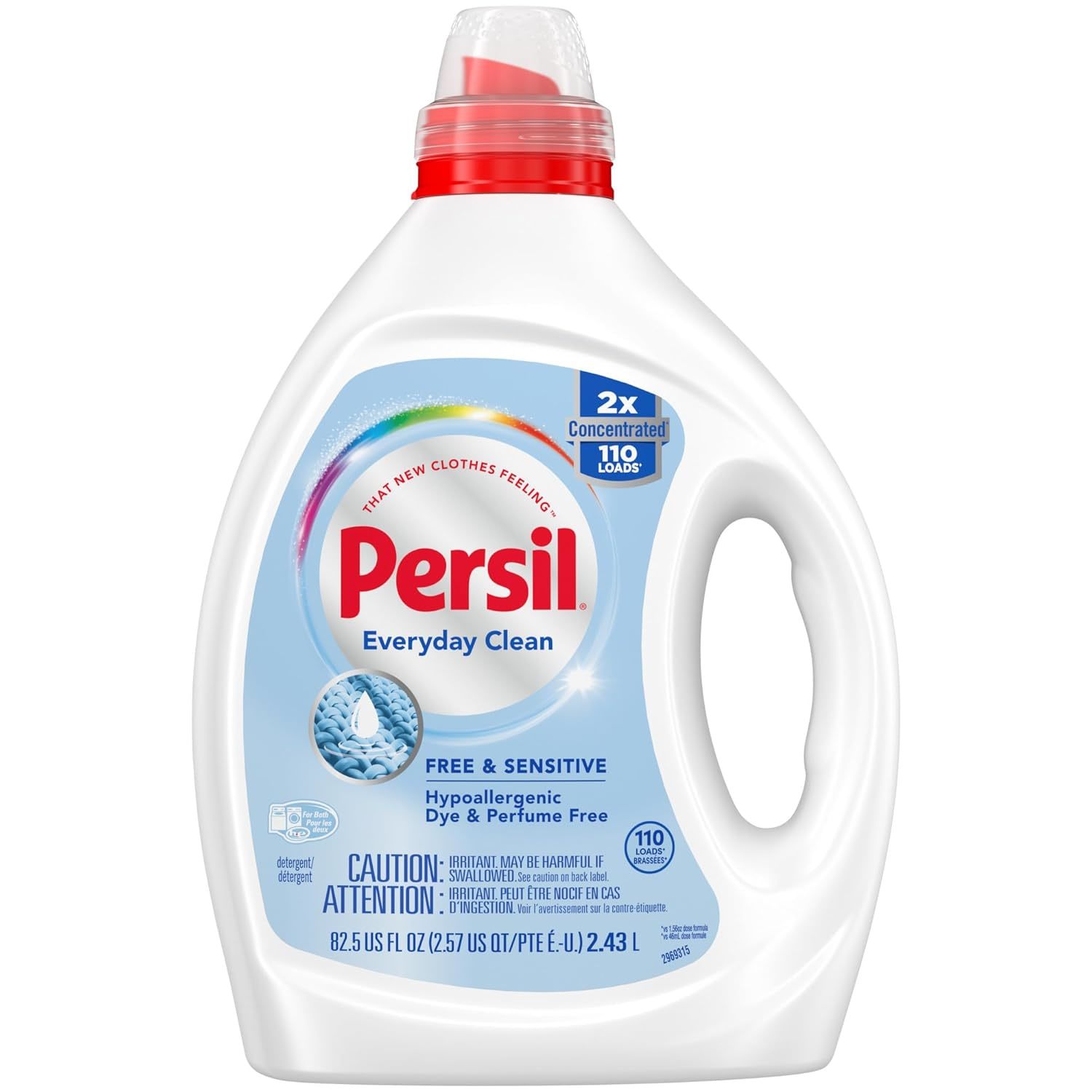 Persil Free & Sensitive Liquid Laundry Detergent, Unscented and Hypoallergenic f