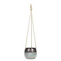 Stoneware Hanging Planter 5" High Ombre Glaze with 20" Rope Hanger Deep Purple