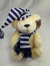 Dan Dee Cream Bear Plush Silver Blue Hat Scarf 10 Inch Stuffed Animal Toy - £13.36 GBP