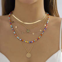 Colored Howlite &amp; Acrylic 18K Gold-Plated Sequin Pendant Five-Piece Necklace Set - £12.01 GBP