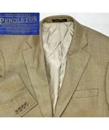44L Blazer Mens Pendleton Beige Windowpane Sport Coat Jacket Check Plaid - £37.86 GBP