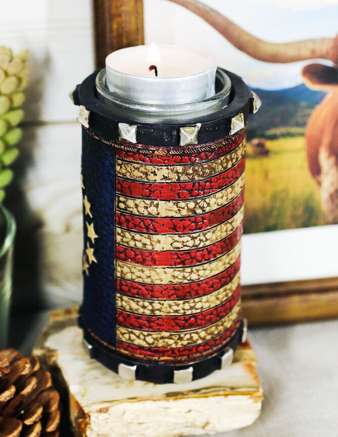 Ebros Western Patriotic Betsy Ross American Flag Decorative Votive Candl... - $19.49