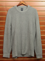 NEW Men&#39;s Shaker Crewneck Cotton Sweater Ribbed Pullover Grey Large - £18.01 GBP