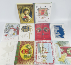 54 Christmas Holiday Cards Lot with Envelopes Mixed Theme Santa Religiou... - $26.41