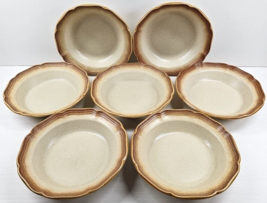 7 Mikasa Whole Wheat Soup Cereal  Bowls Set Vintage Cream Brown Dishes Japan Lot - £52.36 GBP