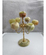 Vintage Onyx and Brass Candelabra Hand Carved and Polished Seven Arms - £101.46 GBP