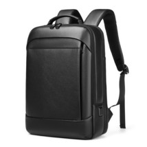 E leather backpack men 15 6 inch laptop backpack usb charge anti theft waterproof large thumb200