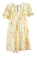 Sweet storm yellow floral mini Dress short puff  sleeve  M - £31.86 GBP