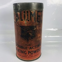 Calumet Baking Powder Tin Embossed LID w Paper Label VTG 1lb Empty Chica... - $17.59