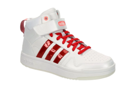 adidas Women&#39;s Postmove Mid Basketball Shoe  white/red/pink accents New ... - £59.84 GBP