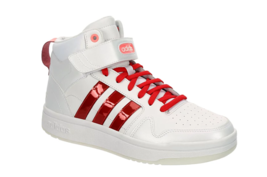 adidas Women&#39;s Postmove Mid Basketball Shoe  white/red/pink accents New ... - £59.51 GBP