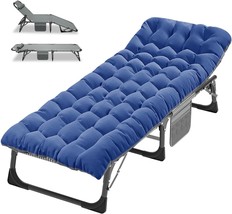 Folding Camping Cot With Mattress Blue Oxford 880LB Camp Outdoor Bed Car... - £59.35 GBP