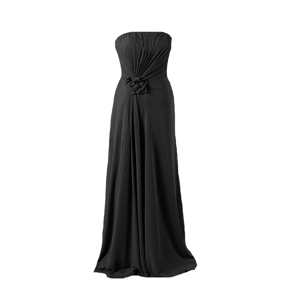 Kivary Women's Long Strapless Floral Simple Chiffon Corset Prom Bridesmaid Dress