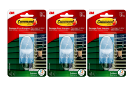 Command 4 lb. Large Clear Outdoor Window Hook  - 3 Pack - £14.61 GBP